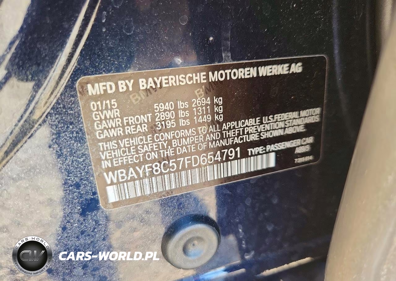 2015 BMW 750 Lxi VIN:WBAYF8C57FD654791 - 12
