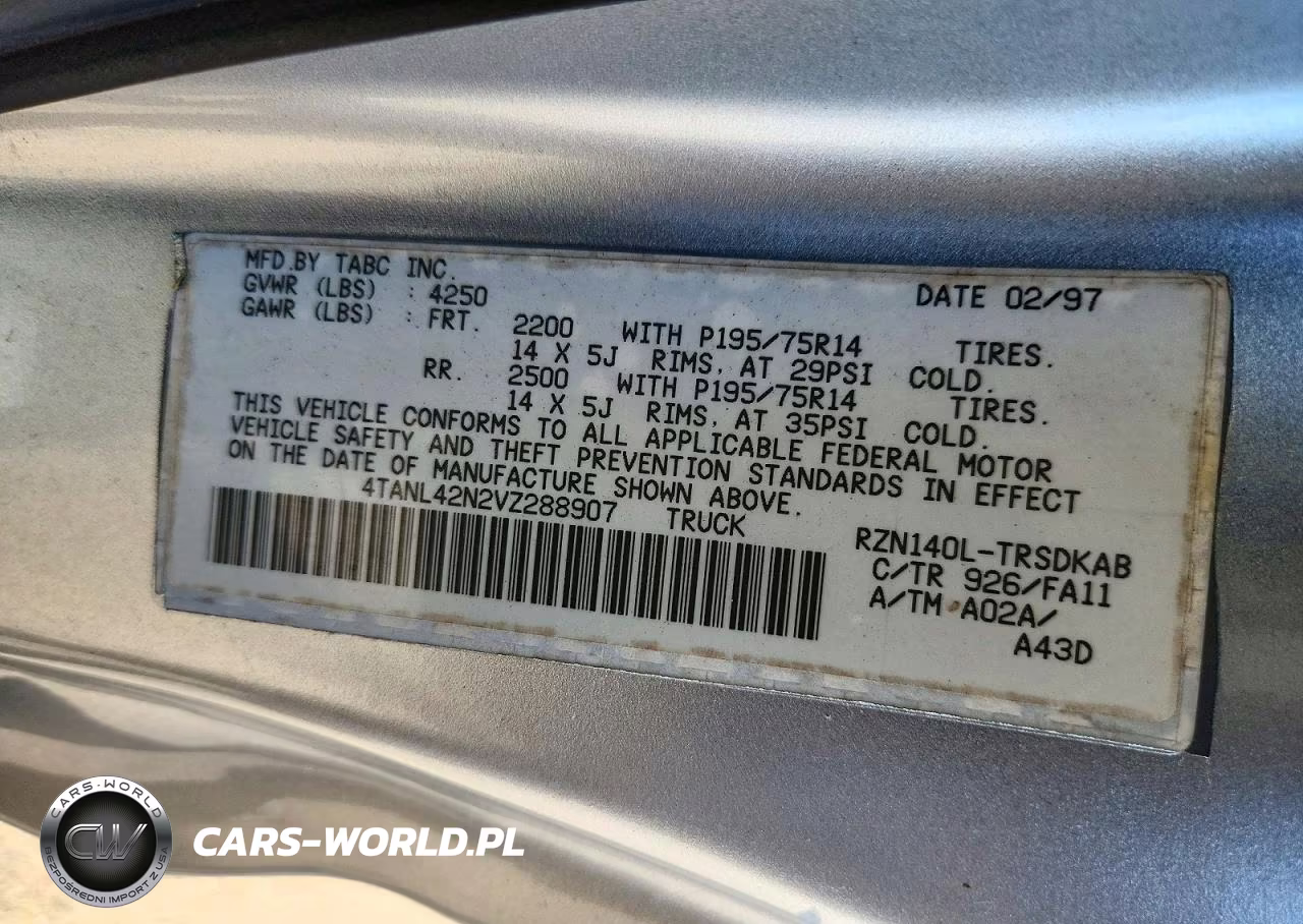 1997 Toyota Tacoma VIN:4TANL42N2VZ288907 - 12