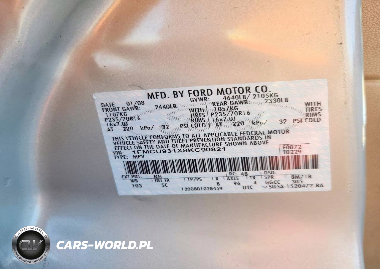 2008 Ford Escape Xlt VIN:1FMCU931X8KC90821 - 13