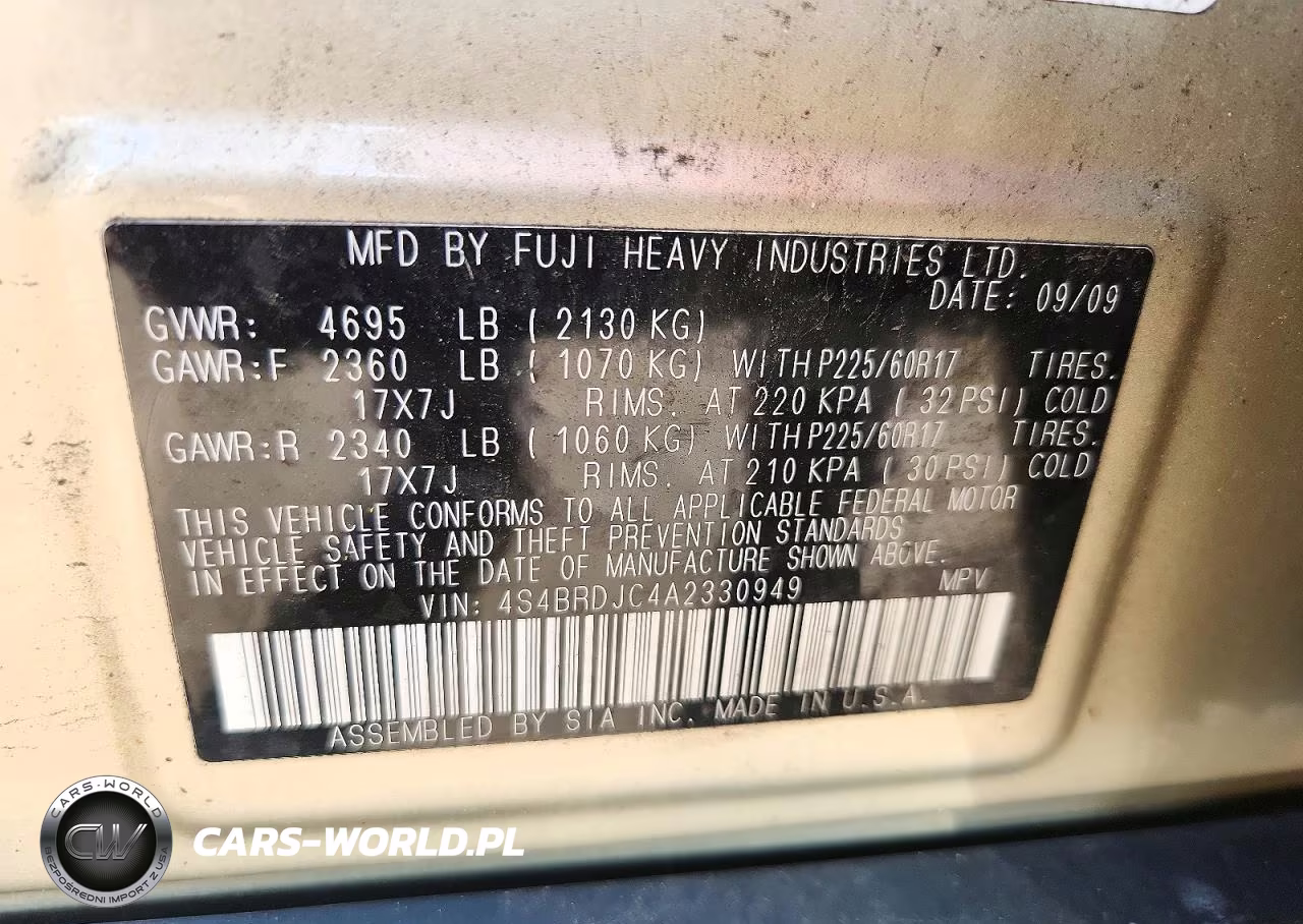 2010 Subaru Outback 3.6R Limited VIN:4S4BRDJC4A2330949 - 14