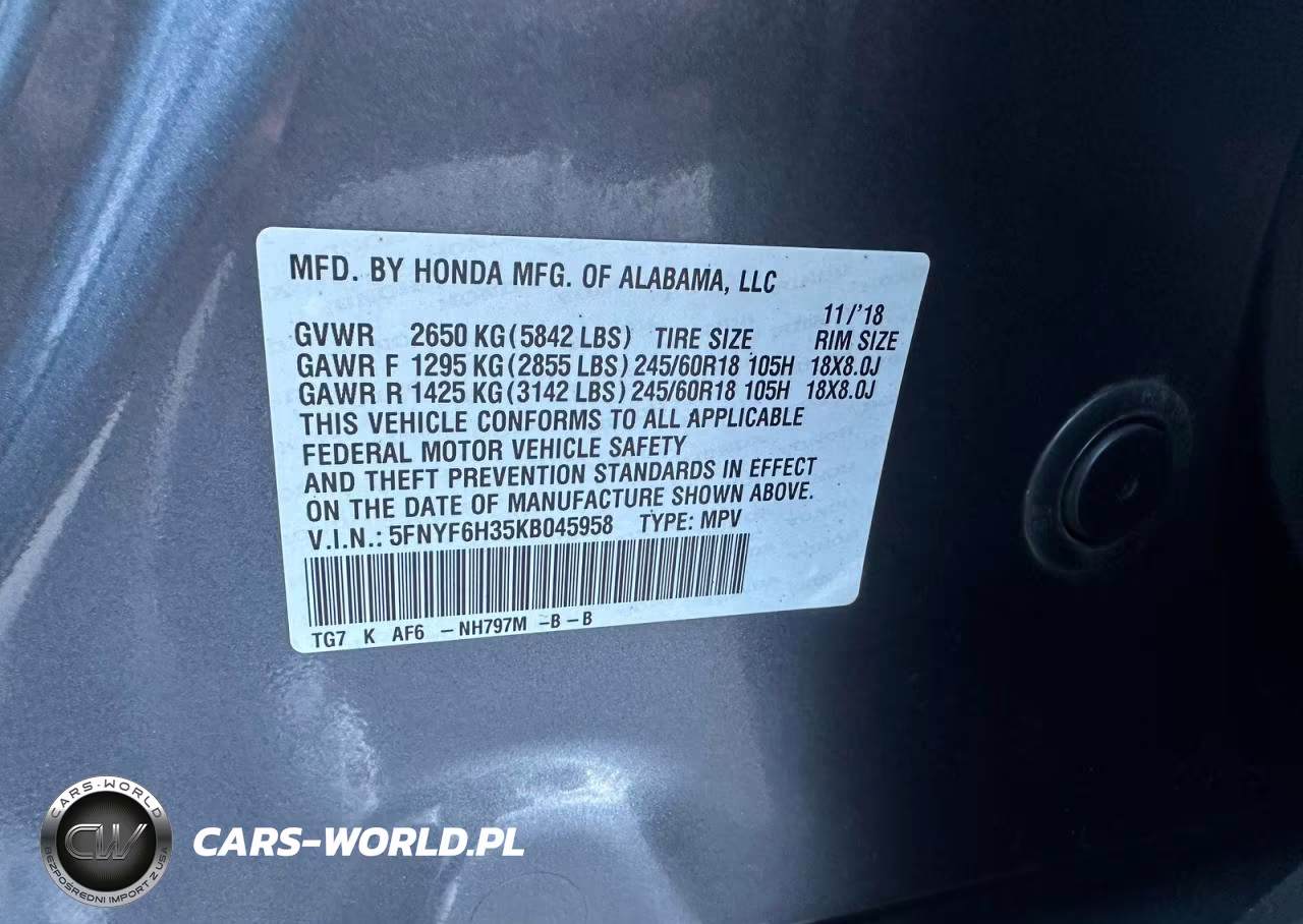 2019 Honda Pilot Ex VIN:5FNYF6H35KB045958 - 10