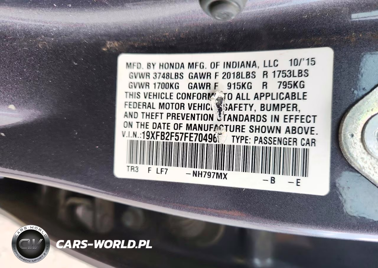 2015 Honda Civic Lx VIN:19XFB2F57FE704960 - 12