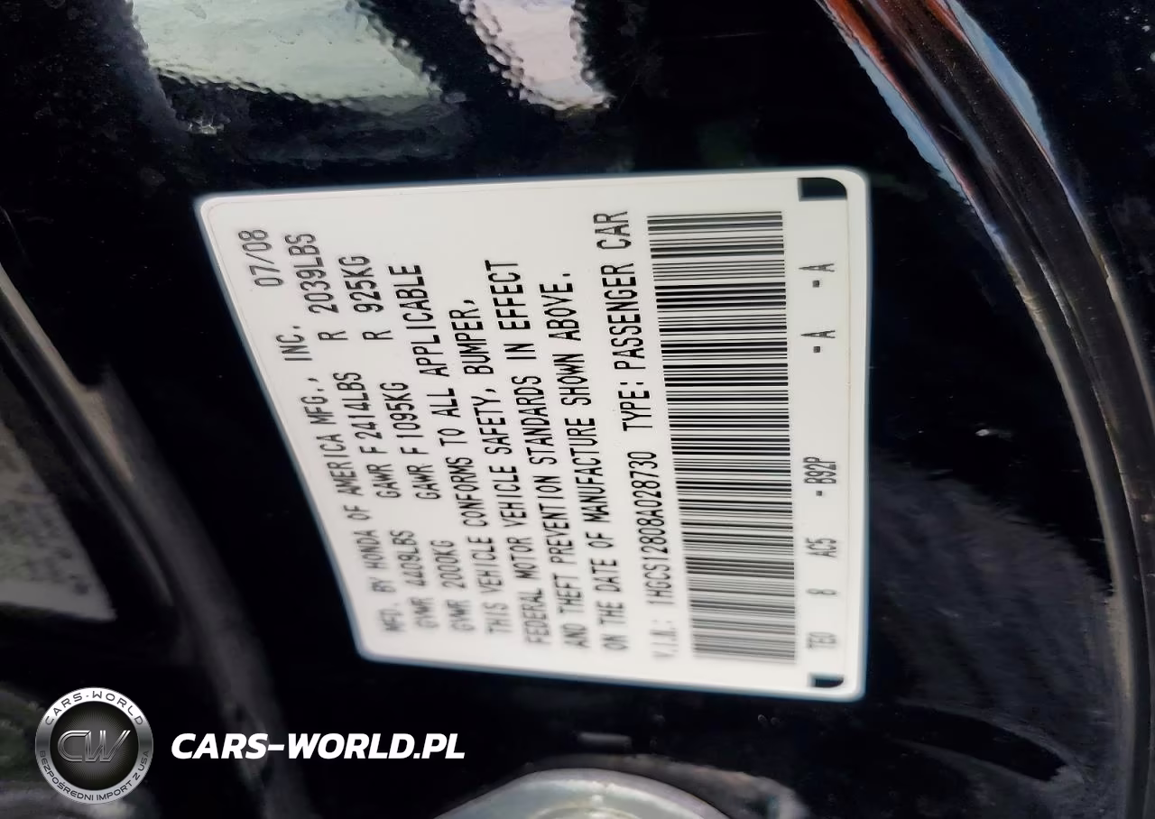 2008 Honda Accord Exl VIN:1HGCS12808A028730 - 12