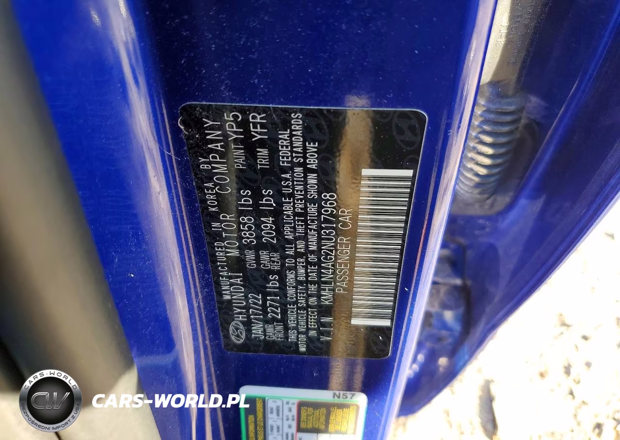 2022 Hyundai Elantra Sel VIN:KMHLN4AG2NU317968 - 12