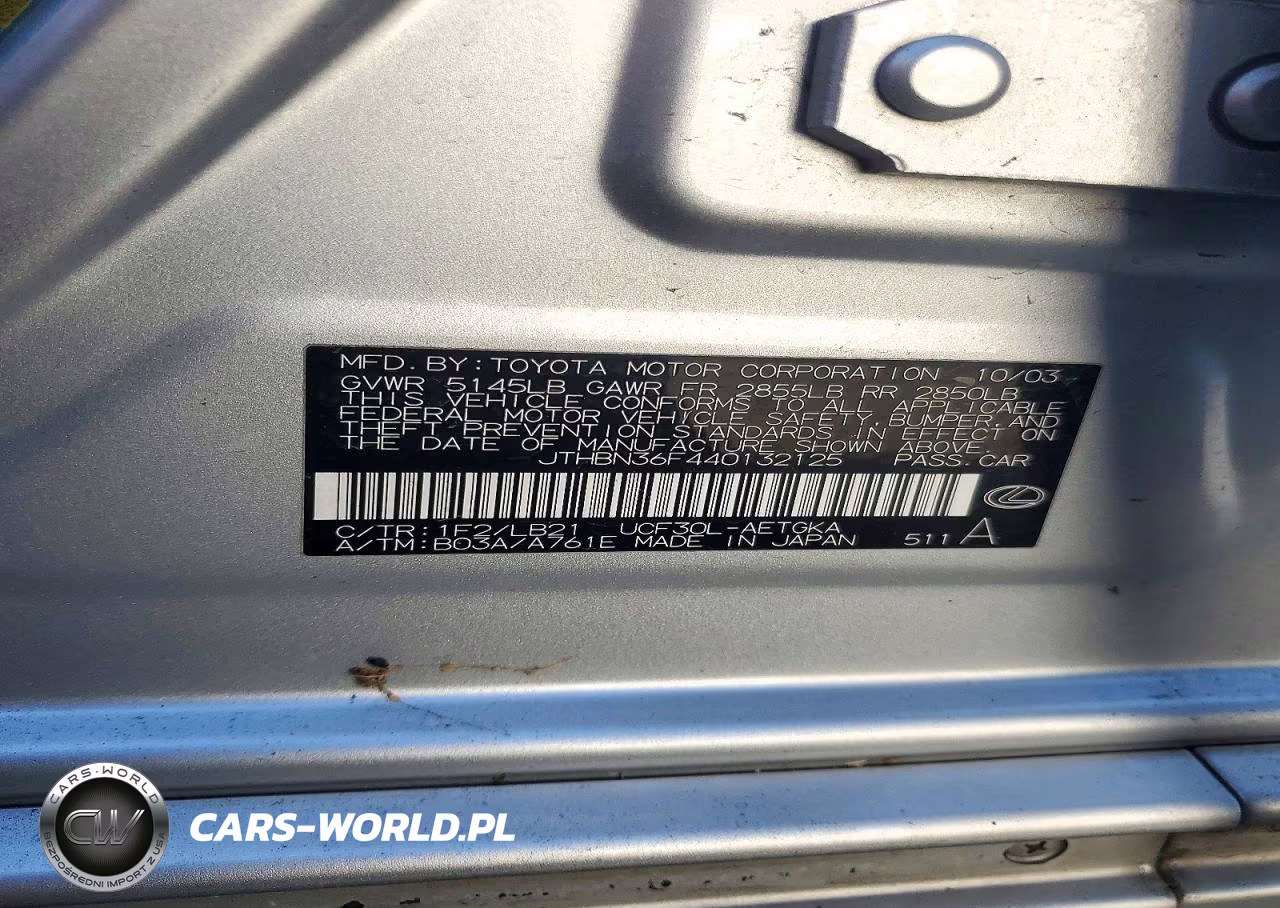 2004 Lexus Ls 430 VIN:JTHBN36F440132125 - 12
