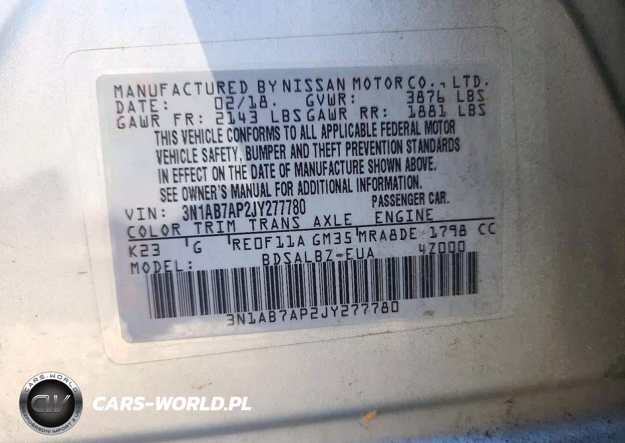 2018 Nissan Sentra S VIN:3N1AB7AP2JY277780 - 13