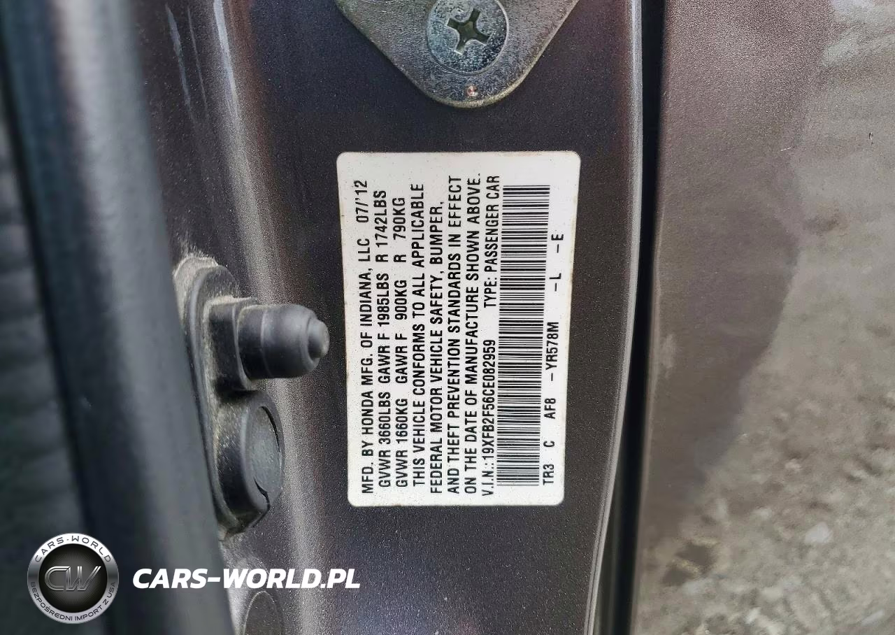 2012 Honda Civic Lx VIN:19XFB2F56CE082959 - 12