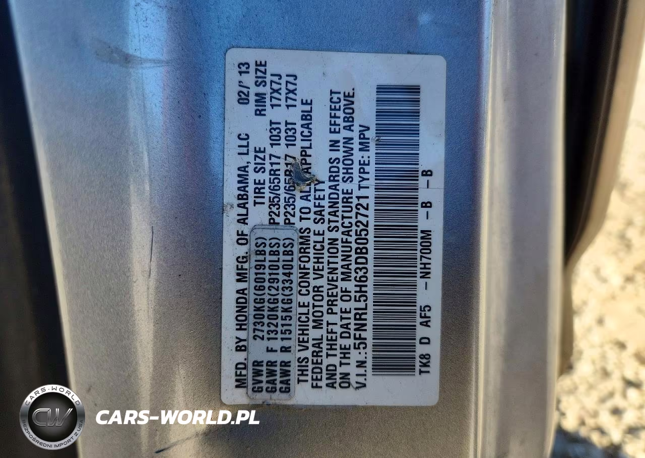 2013 Honda Odyssey Exl VIN:5FNRL5H63DB052721 - 13