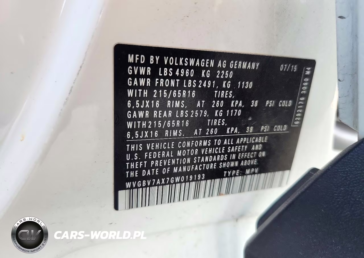 2016 Volkswagen Tiguan S VIN:WVGBV7AX7GW019193 - 13