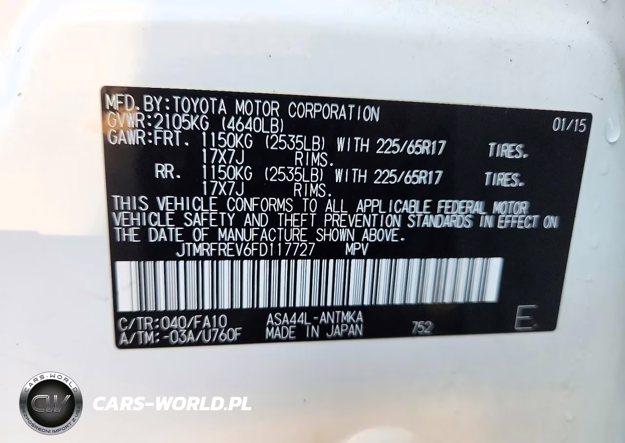 2015 Toyota Rav4 Xle VIN:JTMRFREV6FD117727 - 13