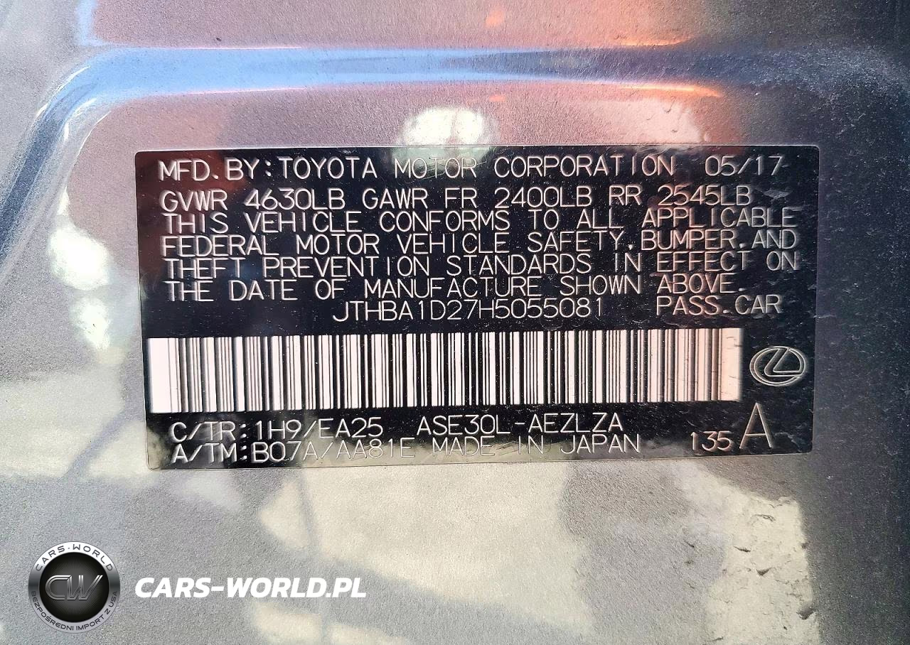 2017 Lexus Is 200T VIN:JTHBA1D27H5055081 - 12