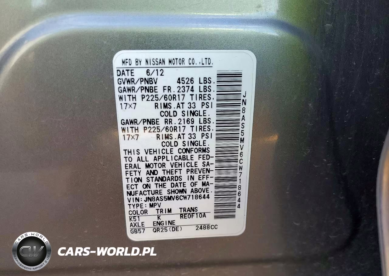 2012 Nissan Rogue S VIN:JN8AS5MV6CW718644 - 12