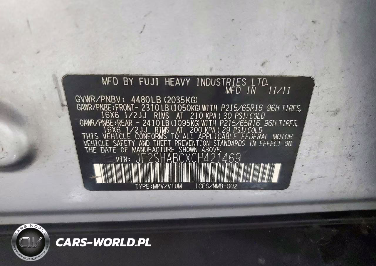 2012 Subaru Forester 2.5X VIN:JF2SHABCXCH421469 - 13