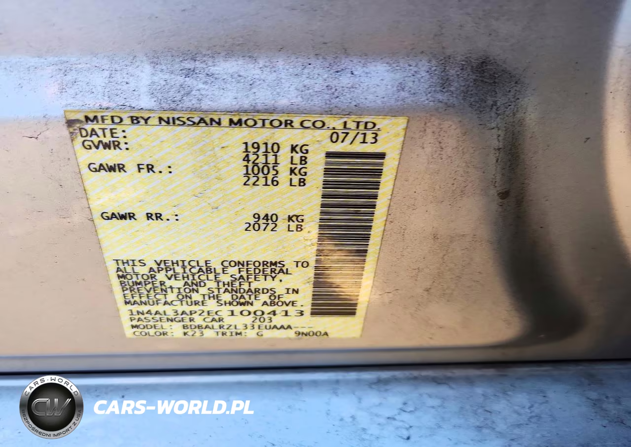 2014 Nissan Altima 2.5 VIN:1N4AL3AP2EC100413 - 13
