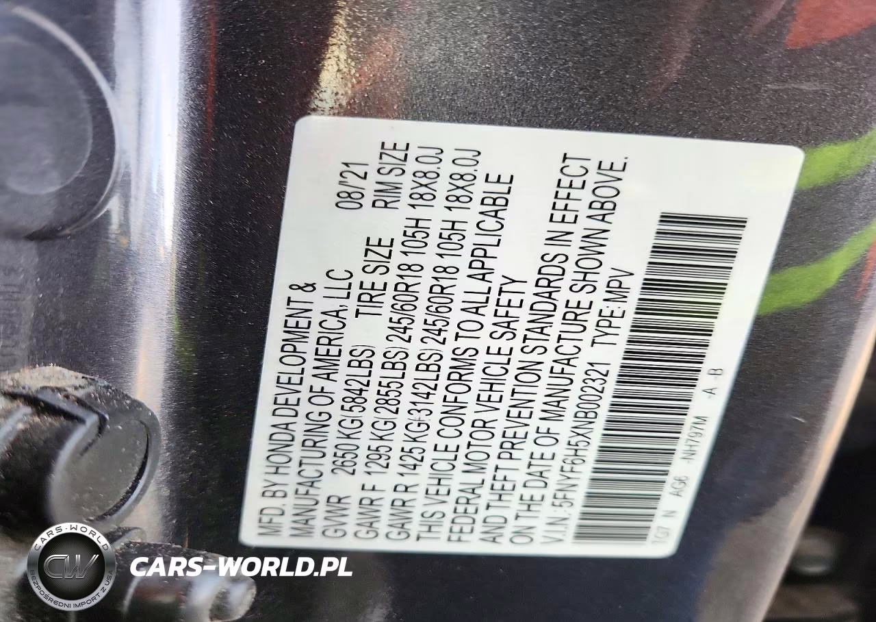 2022 Honda Pilot Exl VIN:5FNYF6H5XNB002321 - 13