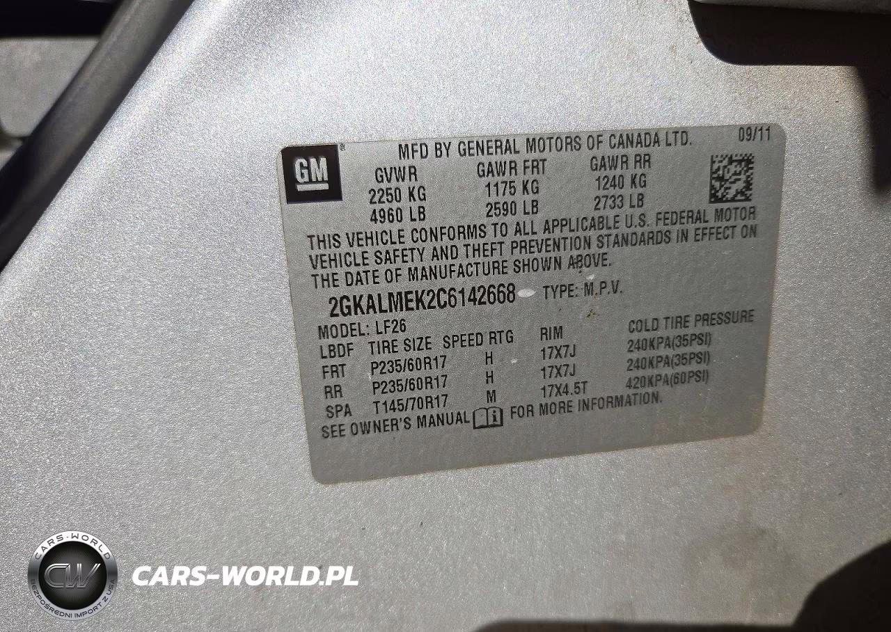 2012 GMC Terrain Sle VIN:2GKALMEK2C6142668 - 13