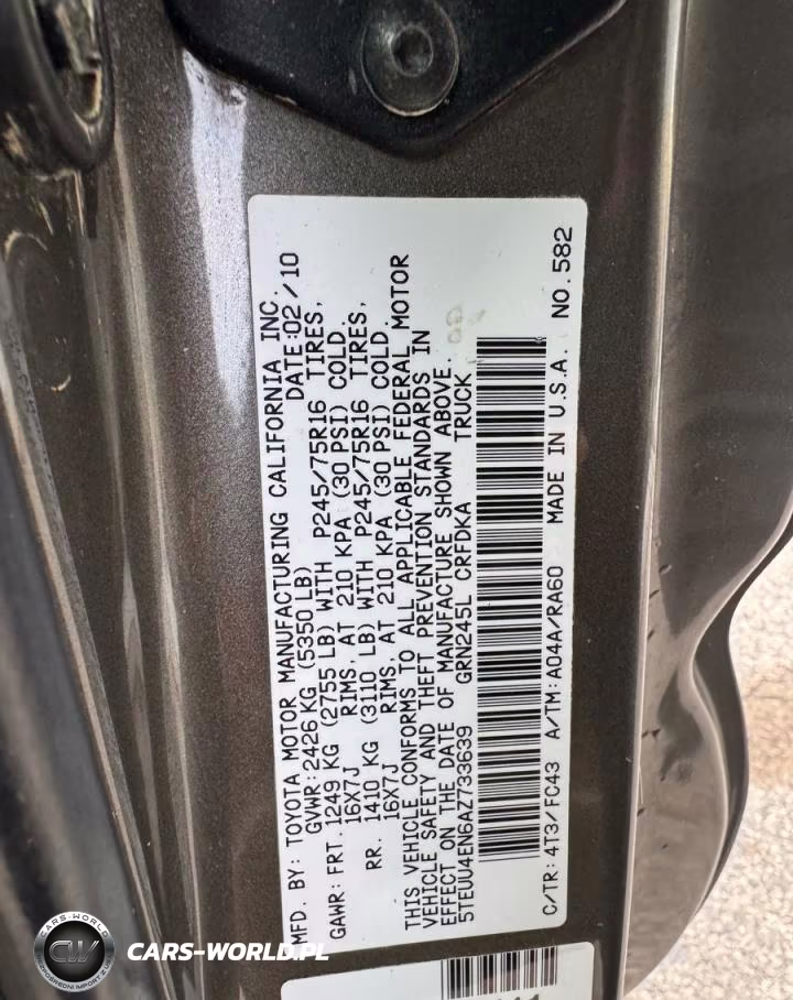 2010 Toyota Tacoma V6 VIN:5TEUU4EN6AZ733639 - 10