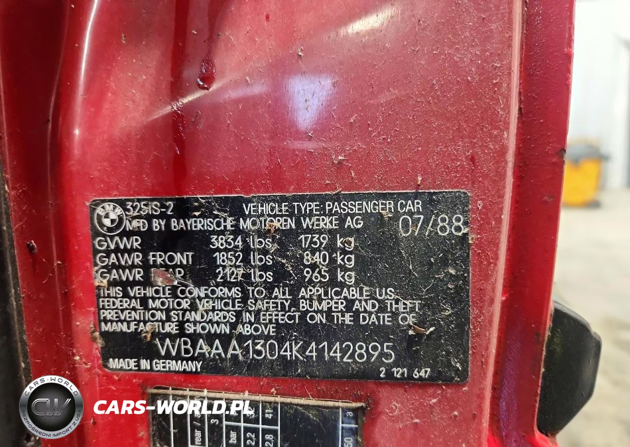 1989 BMW 325 I VIN:WBAAA1304K4142895 - 12
