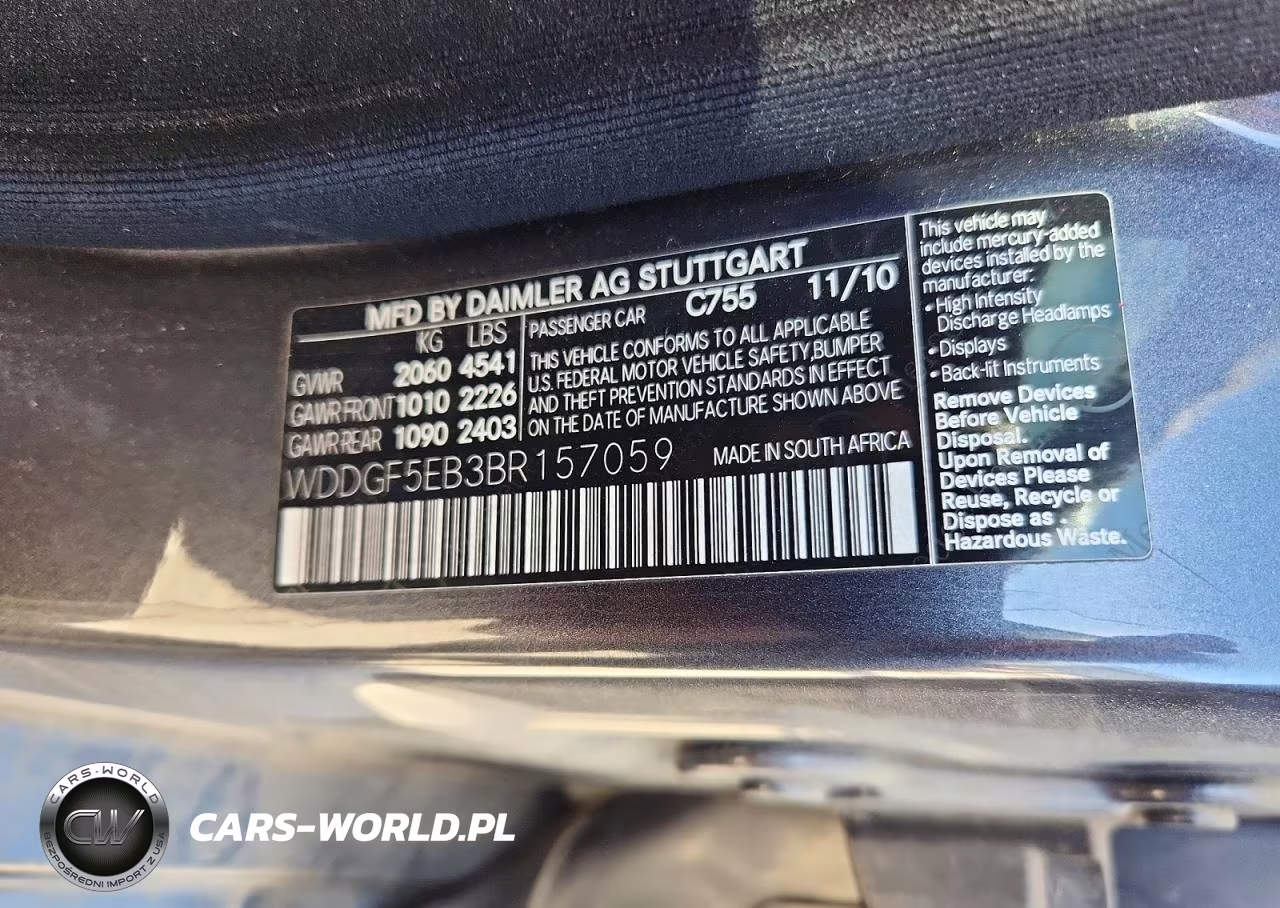 2011 Mercedes-Benz C 300 VIN:WDDGF5EB3BR157059 - 12