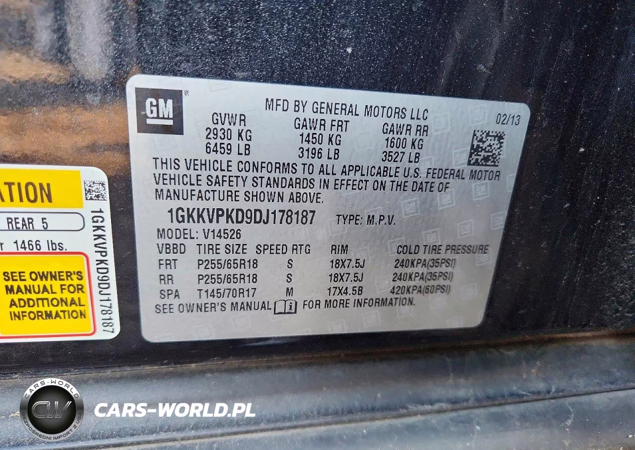 2013 GMC Acadia Sle VIN:1GKKVPKD9DJ178187 - 13