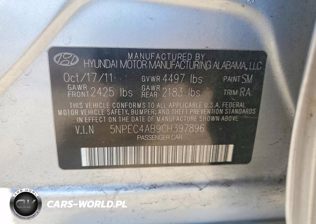 2012 Hyundai Sonata Se 2.0T VIN:5NPEC4AB9CH397896 - 12