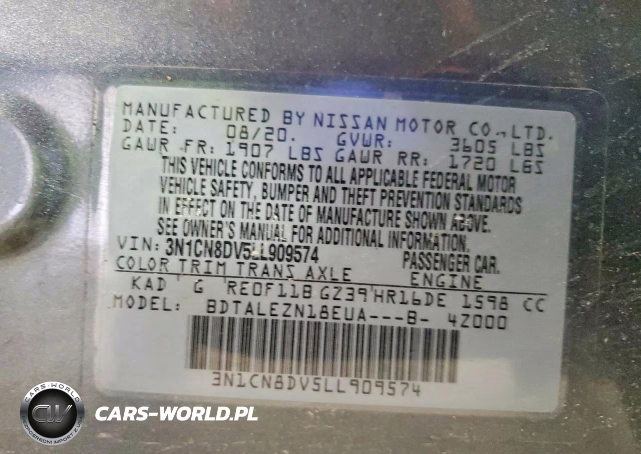 2020 Nissan Versa S VIN:3N1CN8DV5LL909574 - 12
