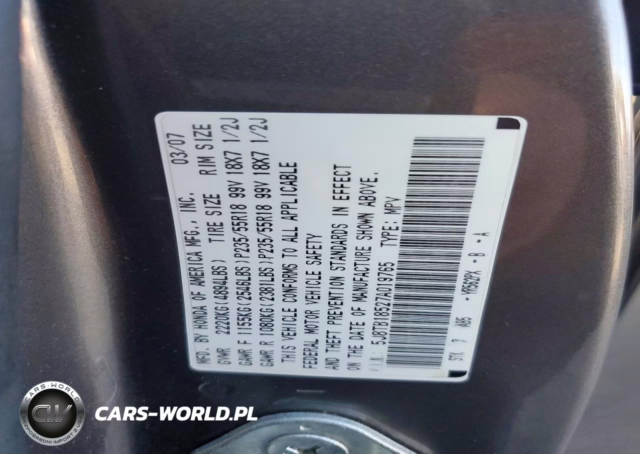 2007 Acura Rdx Technology VIN:5J8TB18527A019765 - 14