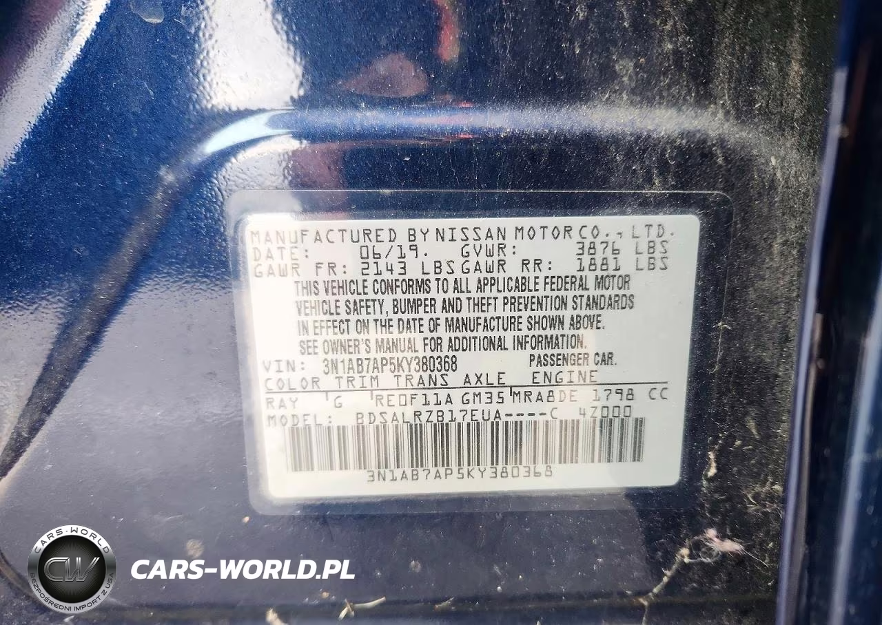 2019 Nissan Sentra Sr VIN:3N1AB7AP5KY380368 - 12