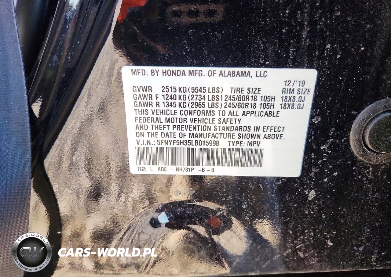 2020 Honda Pilot Ex VIN:5FNYF5H35LB015998 - 14