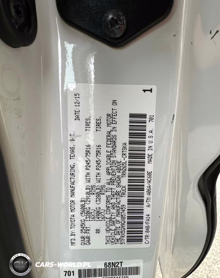 2016 Toyota Tacoma Sr VIN:5TFRX5GN9GX057459 - 10