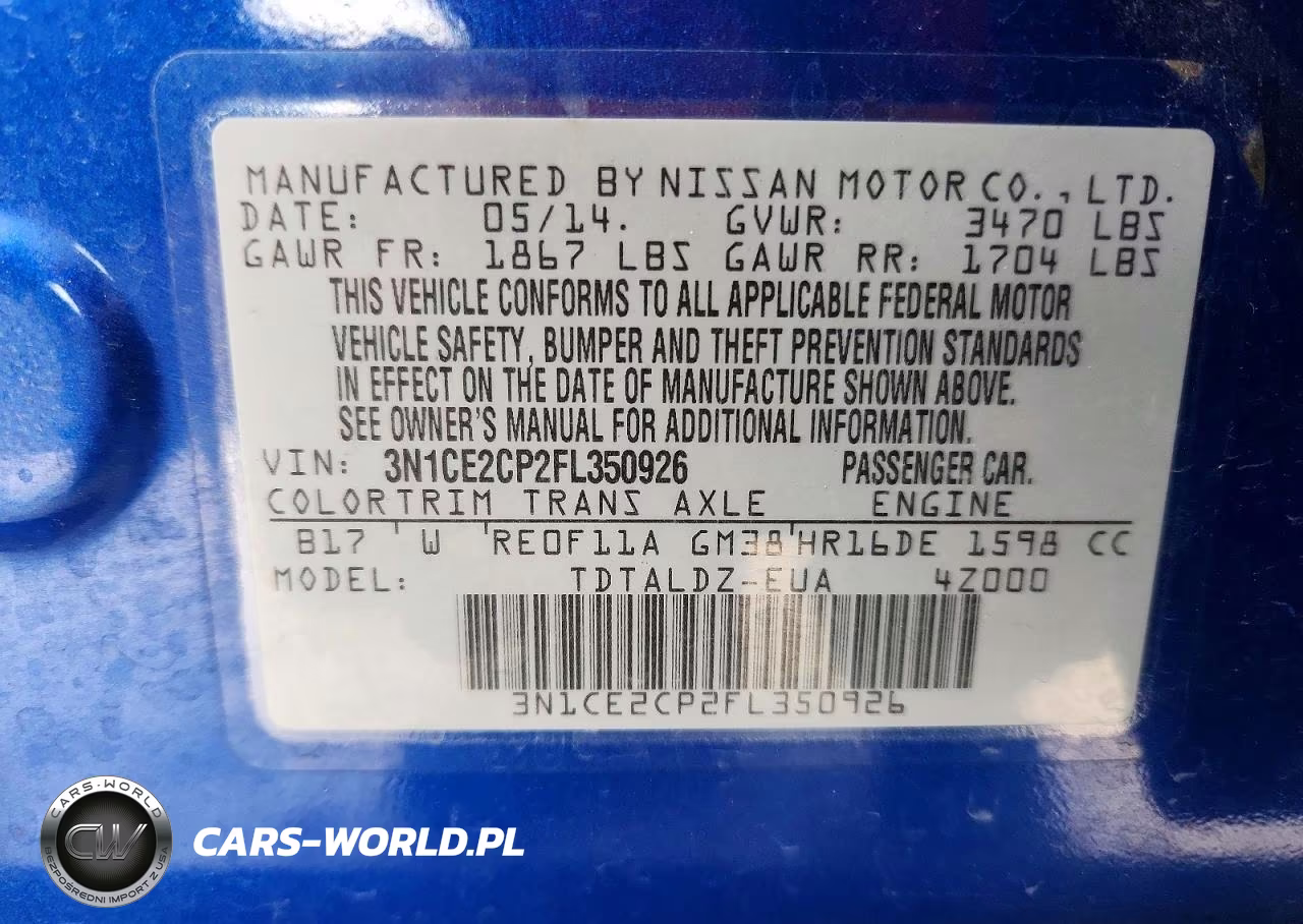 2015 Nissan Versa Note Sv VIN:3N1CE2CP2FL350926 - 12