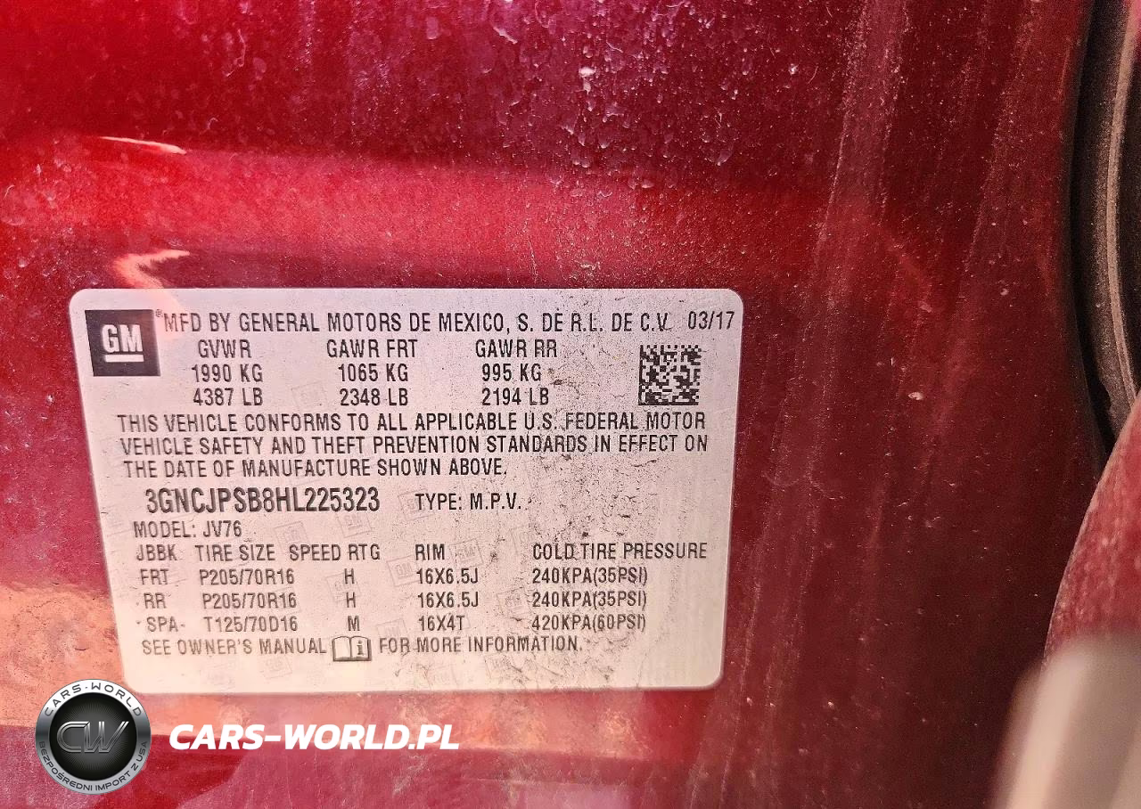 2017 Chevrolet Trax 1Lt VIN:3GNCJPSB8HL225323 - 13