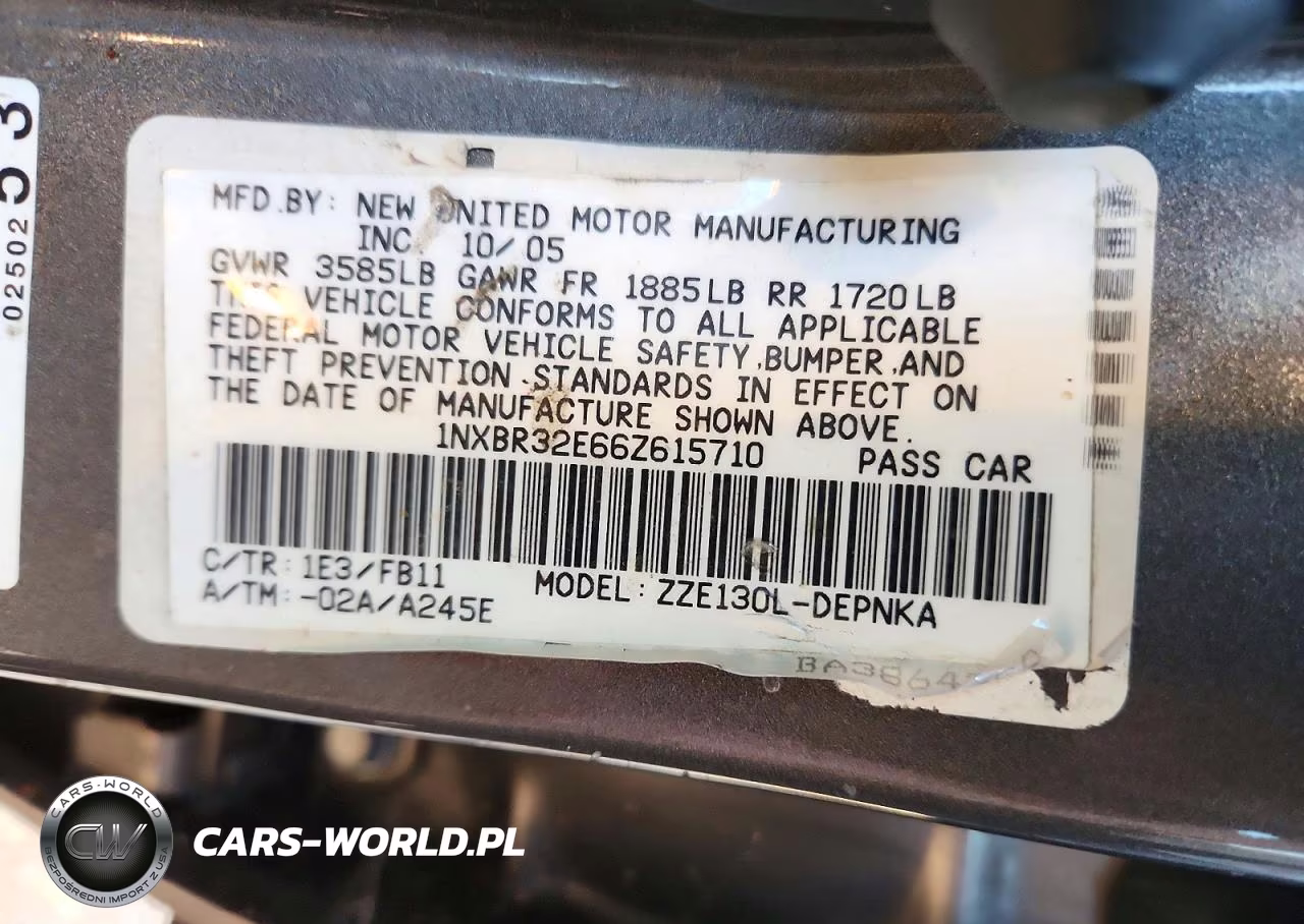 2006 Toyota Corolla Le VIN:1NXBR32E66Z615710 - 12