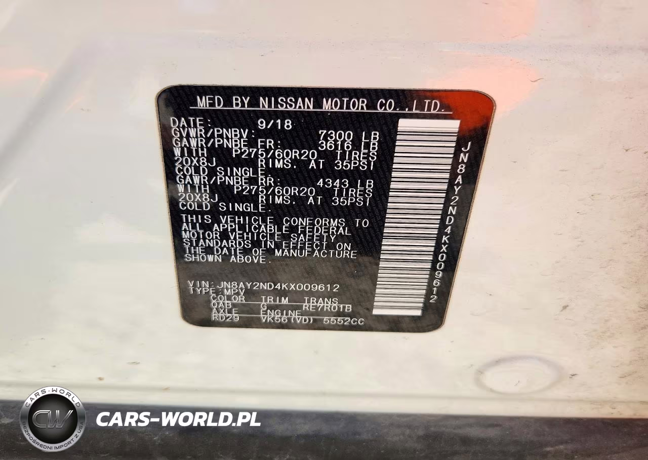 2019 Nissan Armada Sl VIN:JN8AY2ND4KX009612 - 13