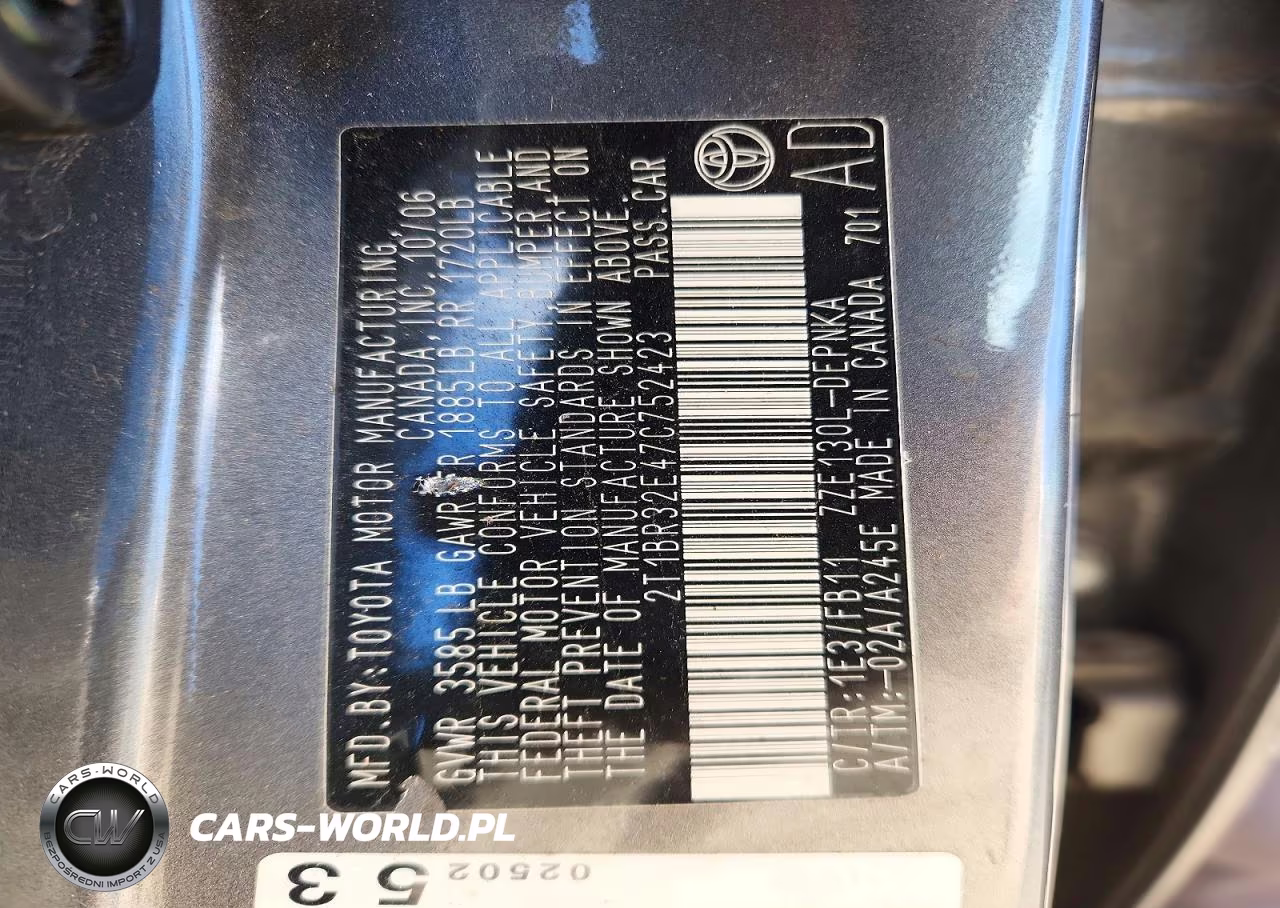 2007 Toyota Corolla Le VIN:2T1BR32E47C752423 - 12