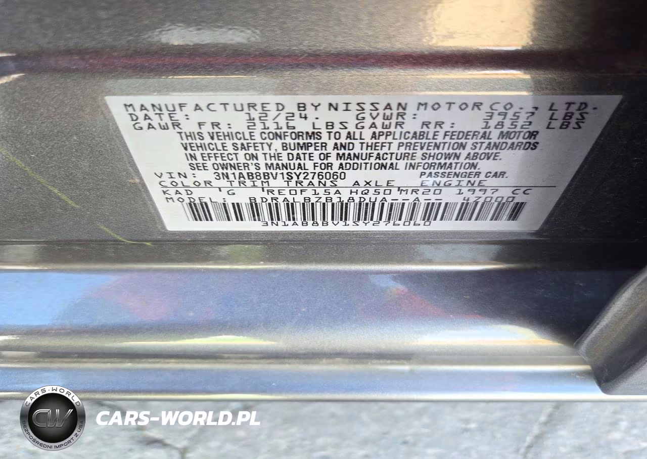 2025 Nissan Sentra S VIN:3N1AB8BV1SY276060 - 12