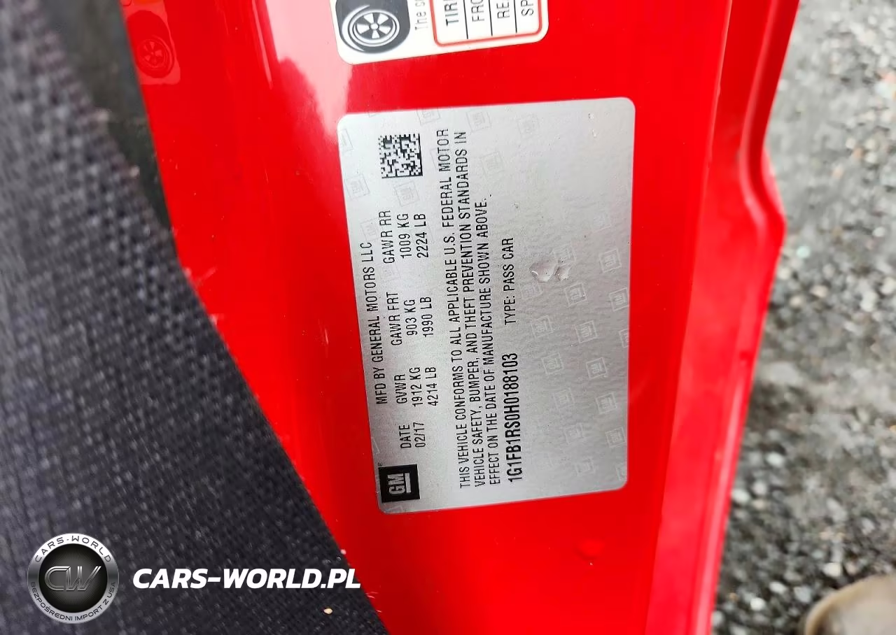 2017 Chevrolet Camaro Lt VIN:1G1FB1RS0H0188103 - 12