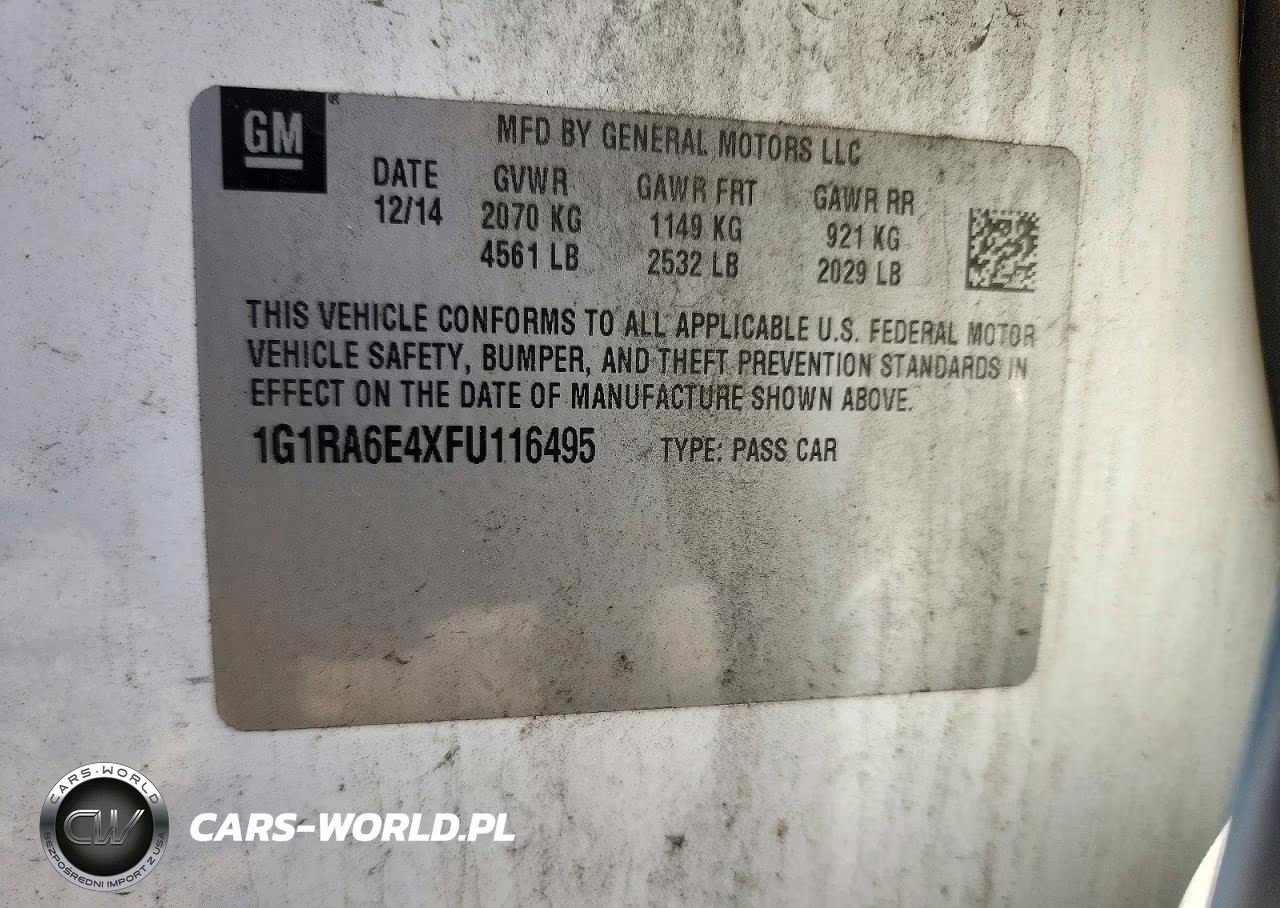 2015 Chevrolet Volt VIN:1G1RA6E4XFU116495 - 12