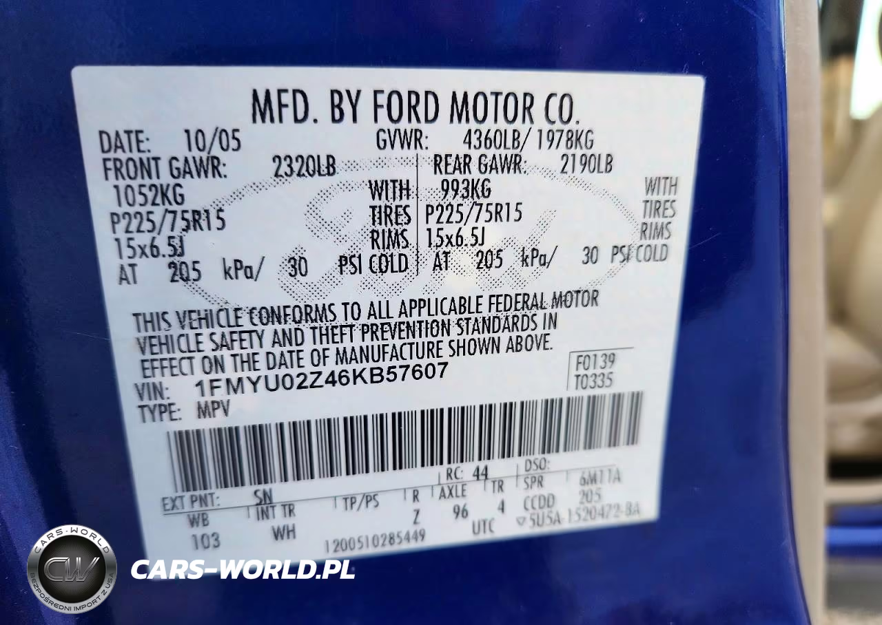 2006 Ford Escape Xls VIN:1FMYU02Z46KB57607 - 12