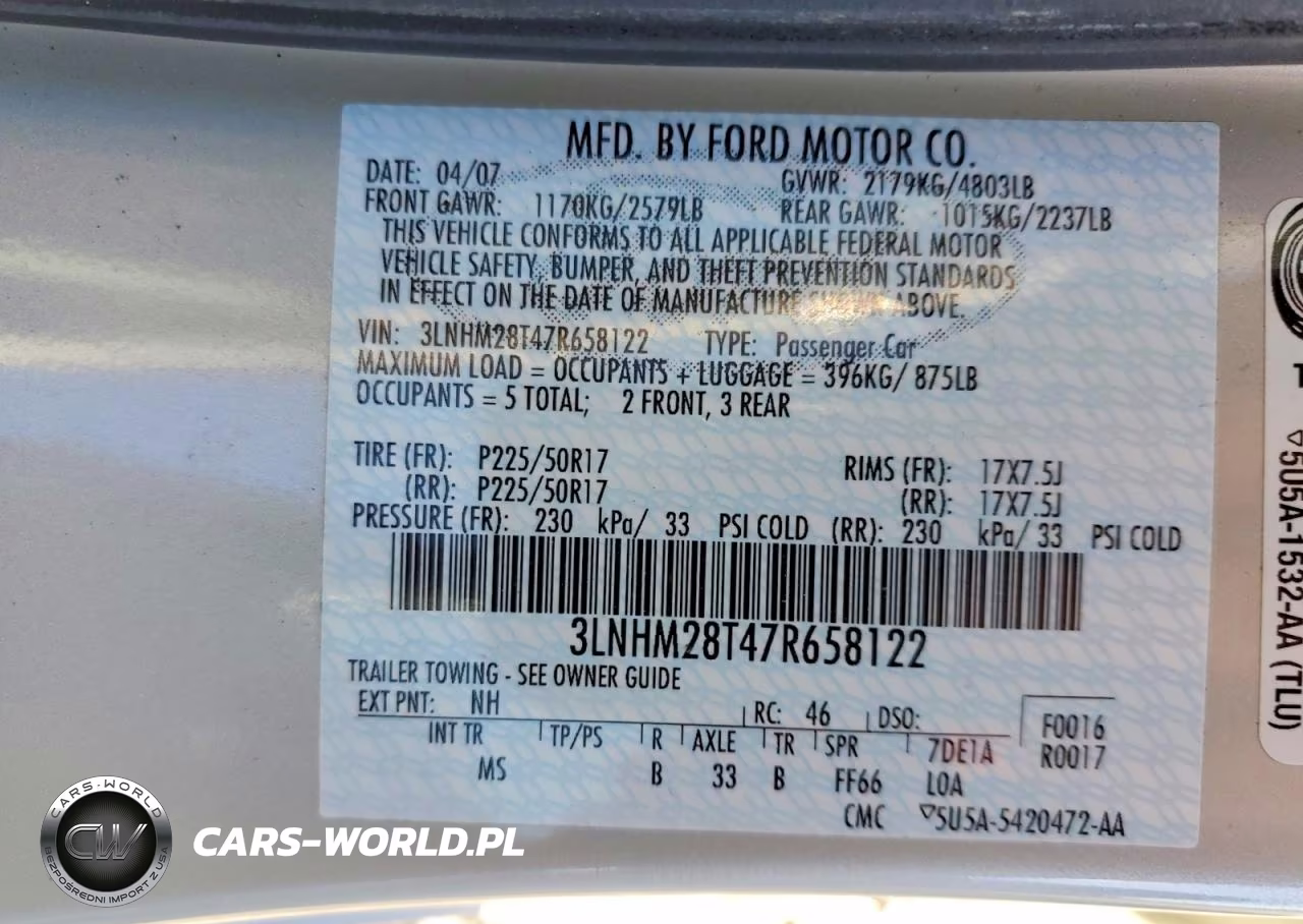 2007 Lincoln Mkz VIN:3LNHM28T47R658122 - 12