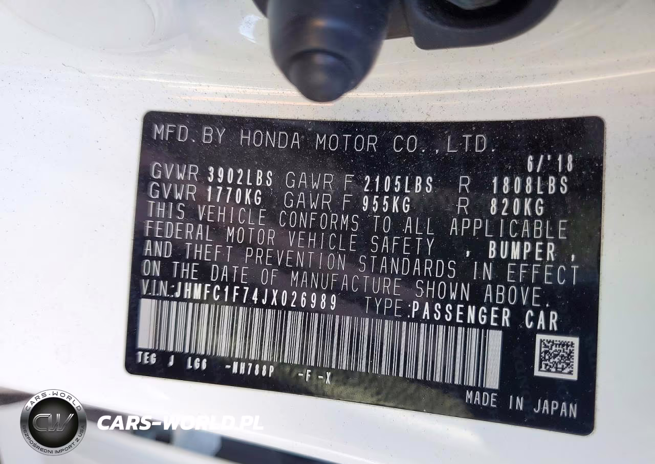 2018 Honda Civic Exl VIN:JHMFC1F74JX026989 - 12