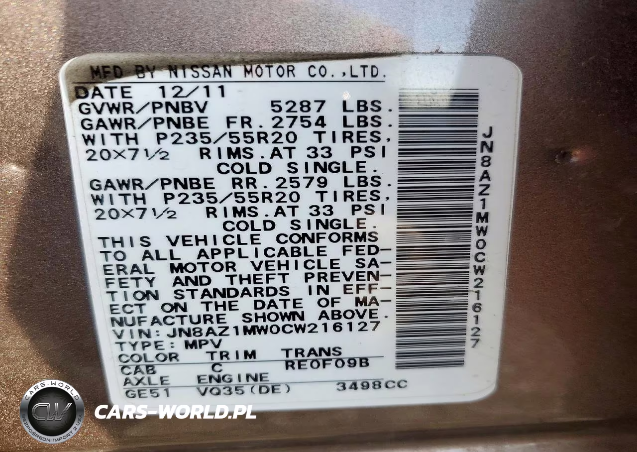 2012 Nissan Murano S VIN:JN8AZ1MW0CW216127 - 13