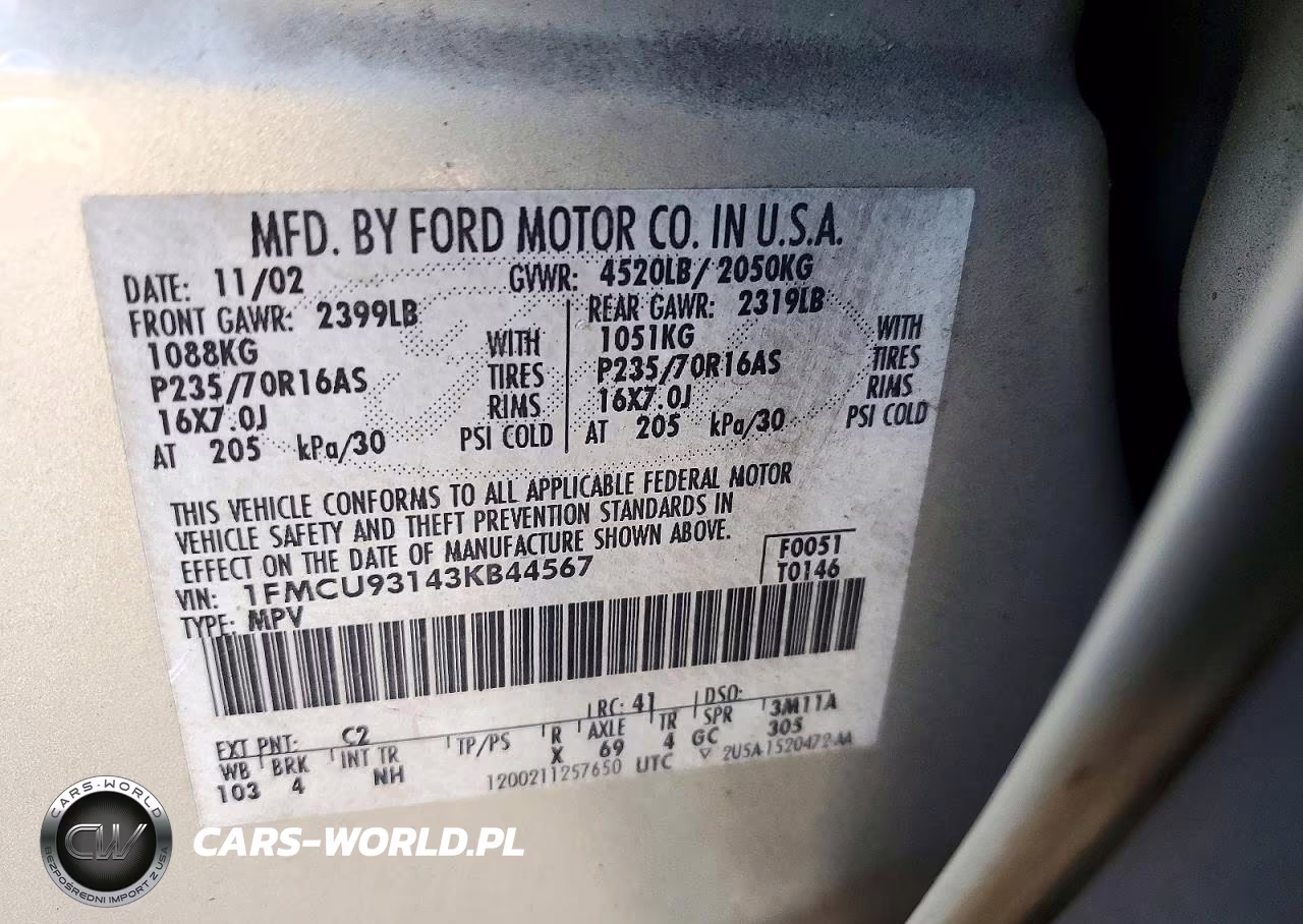 2003 Ford Escape Xlt VIN:1FMCU93143KB44567 - 13