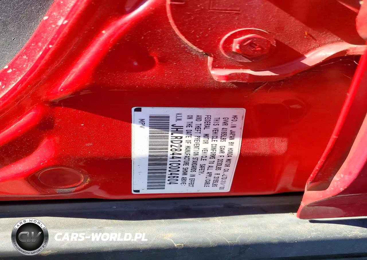 2001 Honda Cr-V Lx VIN:JHLRD28441C004604 - 12