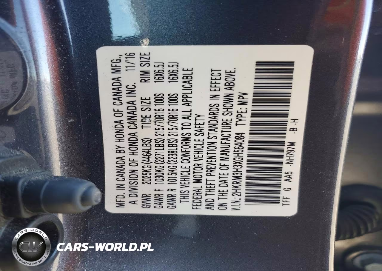 2016 Honda Cr-V Lx VIN:2HKRM3H3XGH564084 - 12