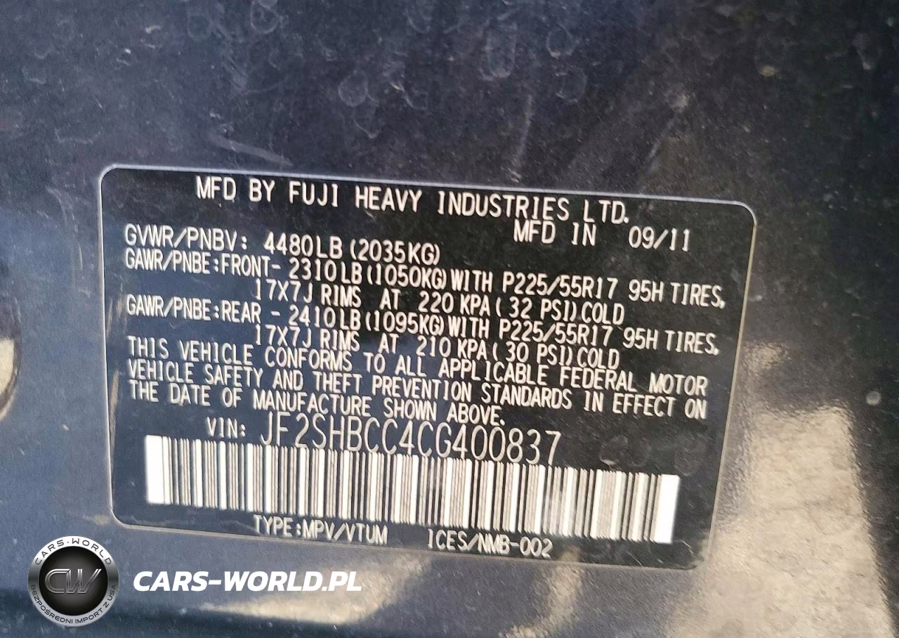 2012 Subaru Forester 2.5X Premium VIN:JF2SHBCC4CG400837 - 12