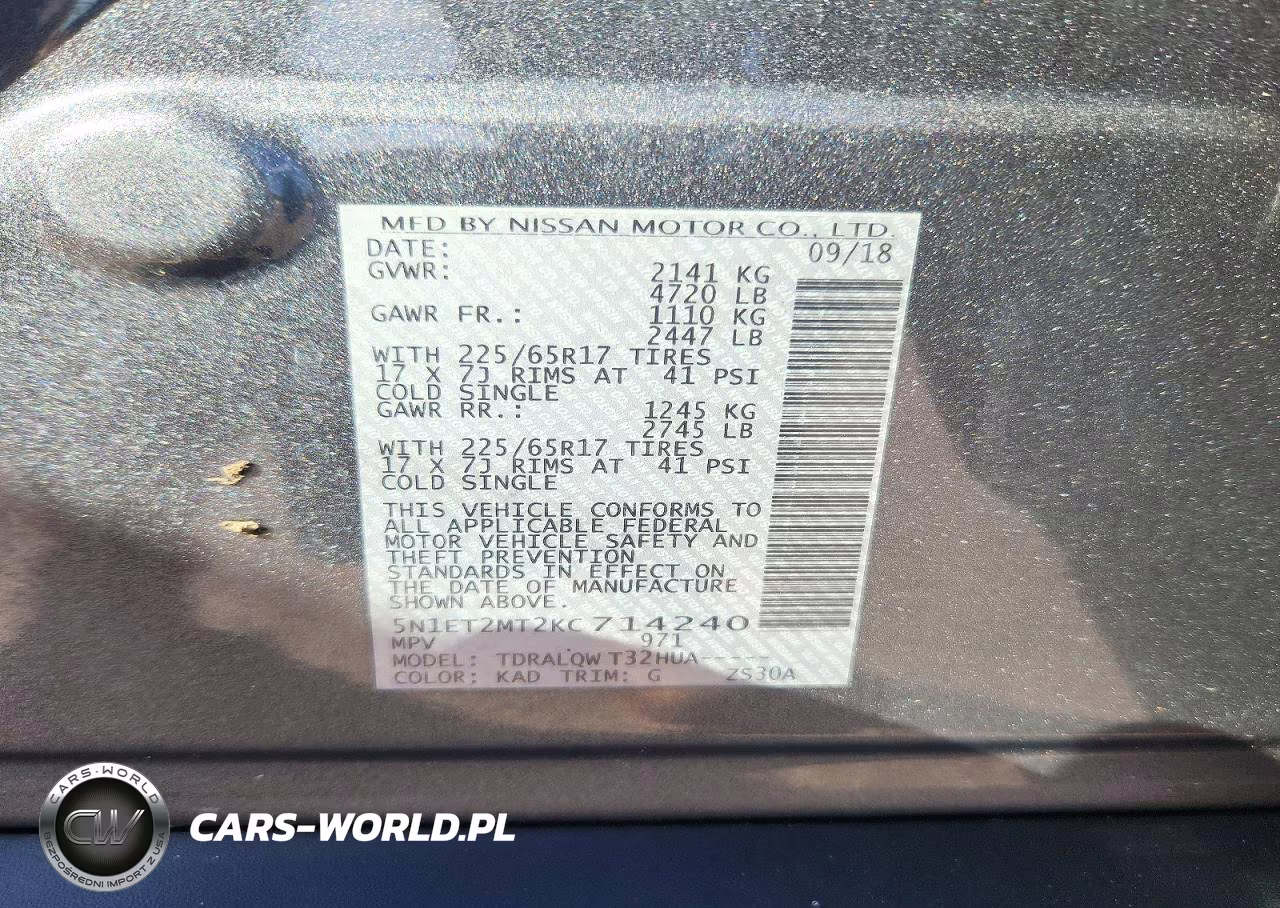 2019 Nissan Rogue Hybrid Sv VIN:5N1ET2MT2KC714240 - 12