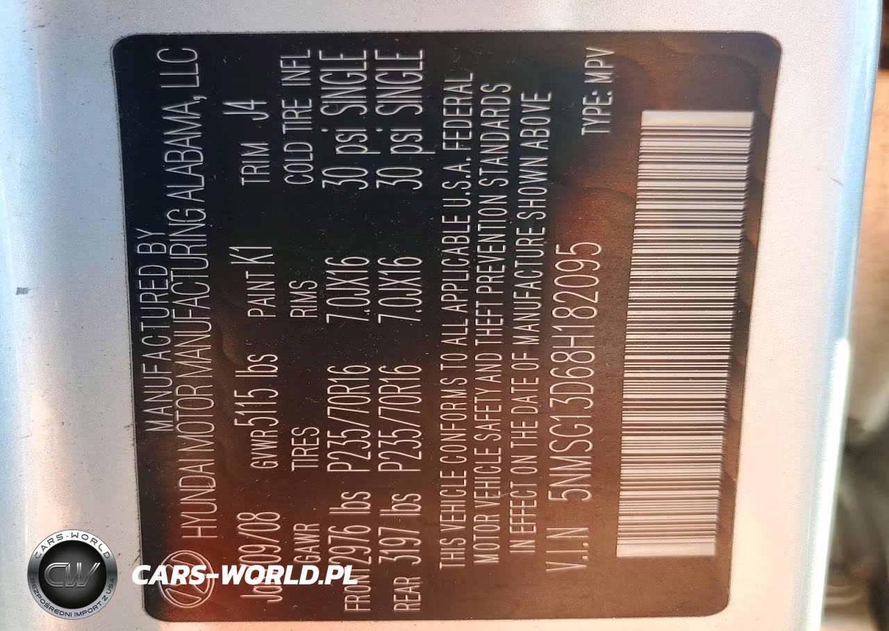 2008 Hyundai Santa Fe Gls VIN:5NMSG13D68H182095 - 13