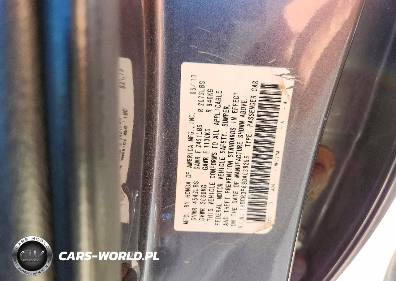 2013 Honda Accord Exl VIN:1HGCR3F89DA038295 - 12