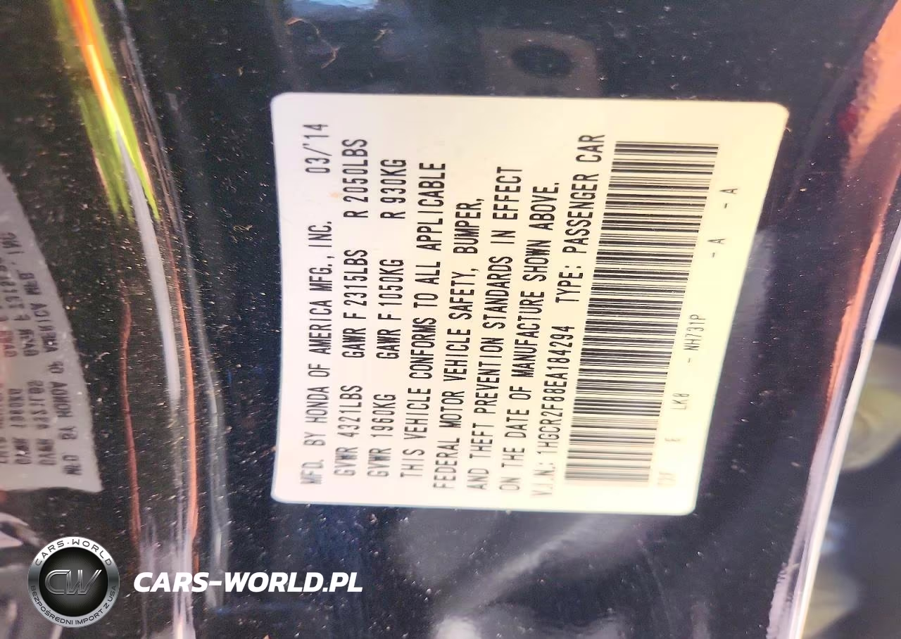 2014 Honda Accord Exl VIN:1HGCR2F88EA184294 - 12